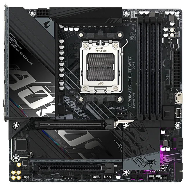 Placa-mãe Gigabyte X870M Aorus Elite Wifi7, vista principal