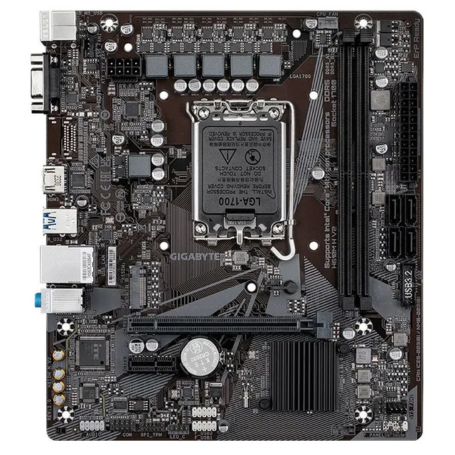 Placa-mãe Gigabyte H610M H V2, vista frontal