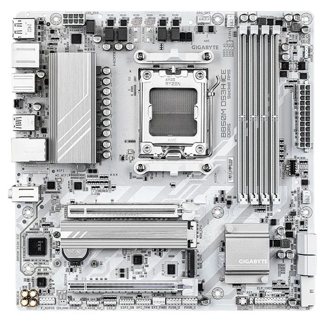 Placa-mãe Gigabyte B850M DS3H ICE, vista frontal
