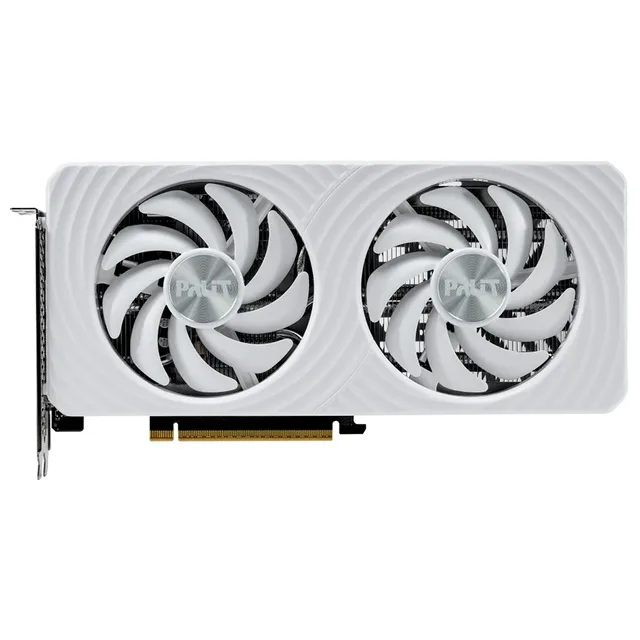 Palit GeForce RTX 5060 White OC, vista frontal das ventoinhas.