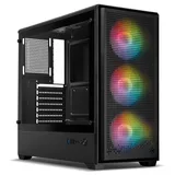 Gabinete Mancer Mugen, preto, vista frontal e lateral