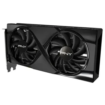 PNY GeForce RTX 5060 Ti OC Dual Fan, vista frontal das ventoinhas