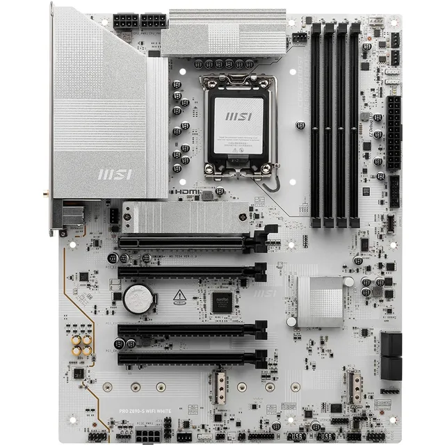 Placa-mãe MSI PRO Z890-S WIFI WHITE, vista frontal, sem perspectiva