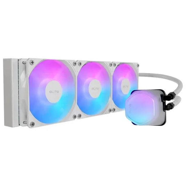 Cooler Cooler Master Elite Liquid 360, branco, vista em perspectiva.