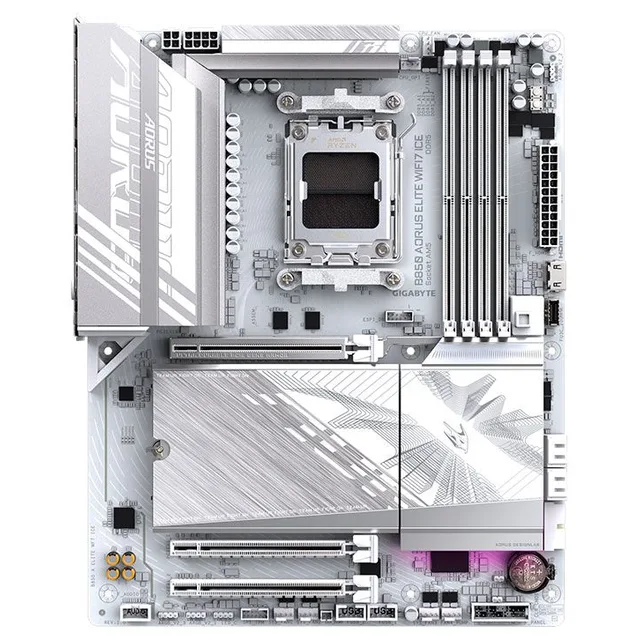 Placa-mãe Gigabyte B850 Aorus Elite WF7 Ice, vista frontal