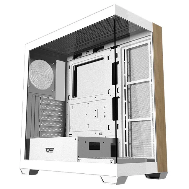 Gabinete Aigo Darkflash DS900W na cor branco, vista frontal e lateral