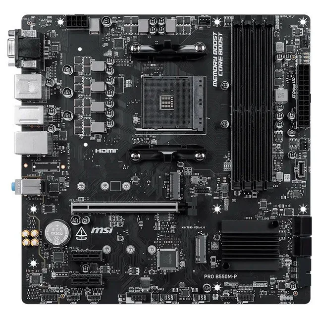 Placa-mãe MSI PRO B550M-P, vista frontal