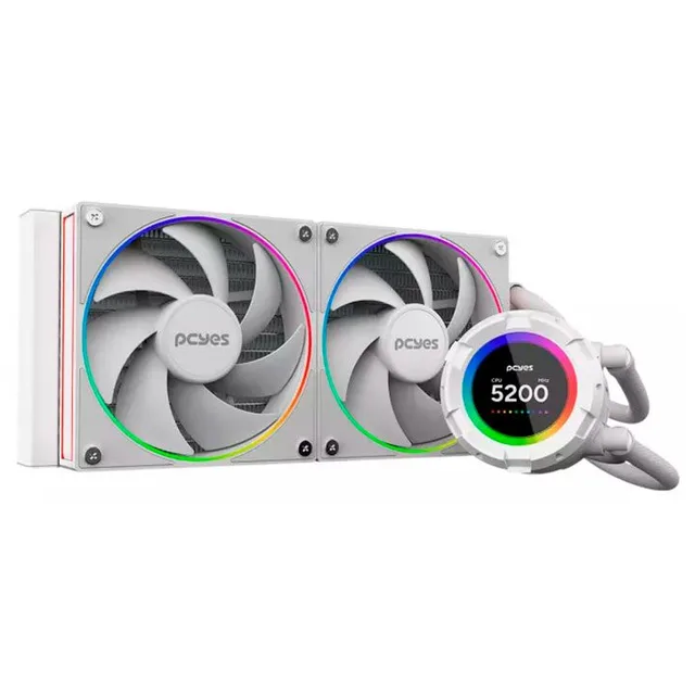 Cooler PCYes VISION WHITE GHOST, vista em perspectiva.