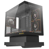 Gabinete Aigo Darkflash Floatron F1 na cor preto, vista frontal e lateral