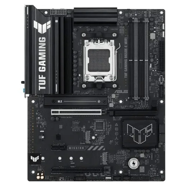 Placa-mãe ASUS TUF GAMING B650E-E WIFI, vista frontal, sem perspectiva