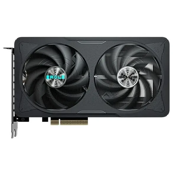 Gigabyte GeForce RTX 5060 EAGLE OC 8G, placa sem embalagem com o lado das ventoinhas visível