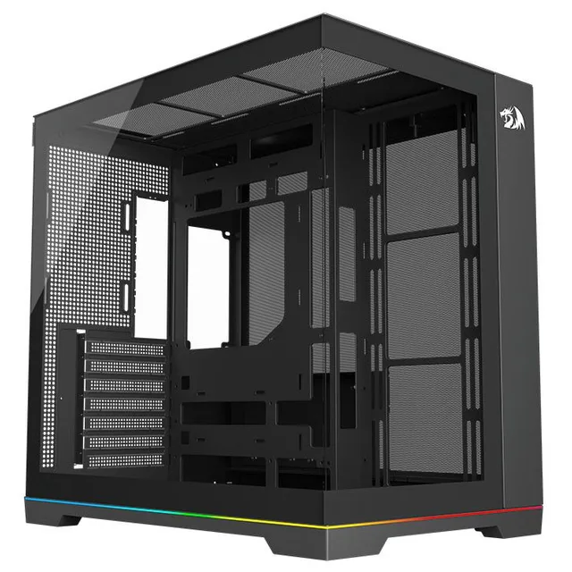 Gabinete Redragon Scalpel, preto, vista frontal e lateral
