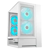 Gabinete Cougar OmnyX na cor branco, vista frontal e lateral
