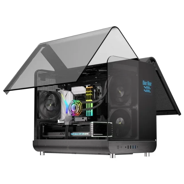 Gabinete ESGAMING Aircraft 007, vista frontal e lateral