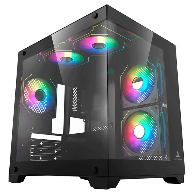 Gabinete Acegeek Vacancy L375 na cor preto, vista frontal e lateral