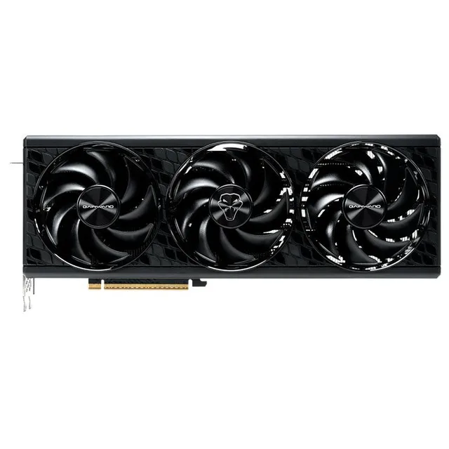 Placa de vídeo Gainward GeForce RTX 5080 Python III, 16 GB, vista frontal das ventoinhas