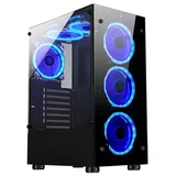Gabinete Rise Mode Glass 06X Black, vista frontal e lateral