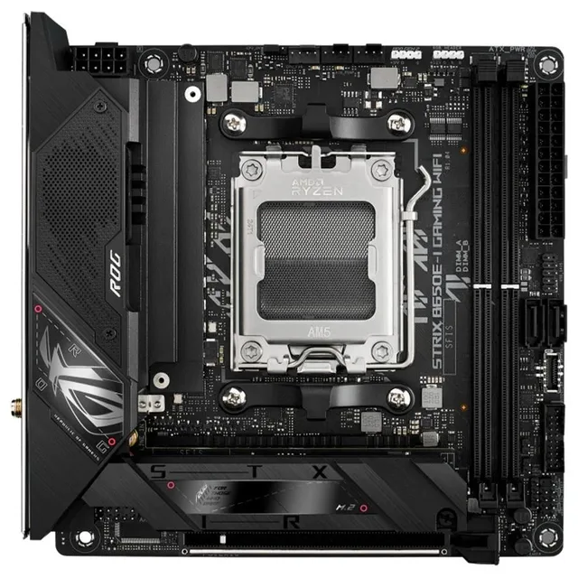 Placa-mãe ASUS ROG STRIX B650E-I GAMING WIFI, vista frontal, sem perspectiva