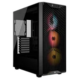 Gabinete Corsair 3200D RS preto, vista frontal e lateral
