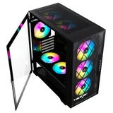 Gabinete Acegeek Darkfate Mini Glass, preto, vista frontal e lateral