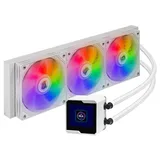 Cooler Pichau Aqua 360X P1, branco, vista em perspectiva.
