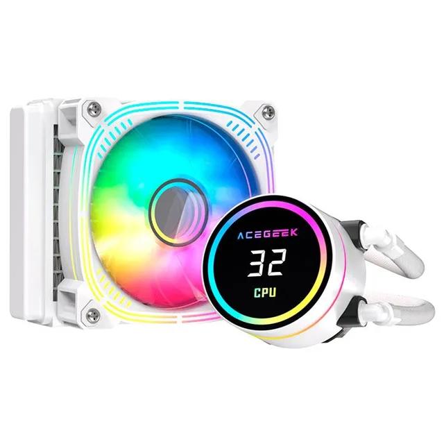 Cooler Acegeek TEMP C120, branco, vista em perspectiva.