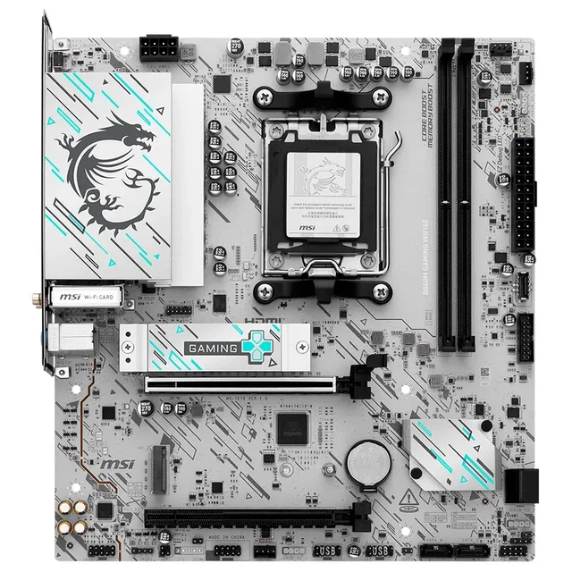Placa-mãe MSI B840M GAMING WIFI6E, vista frontal, sem perspectiva
