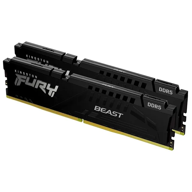 Kingston FURY Beast 32 GB (2x16 GB) DDR5-5200 CL40, vista lateral do kit com 2 módulos de 16 GB