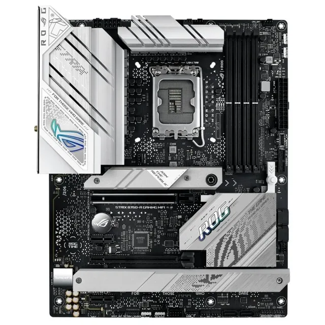 Placa-mãe ASUS ROG STRIX B760-A GAMING WIFI, vista frontal, sem perspectiva
