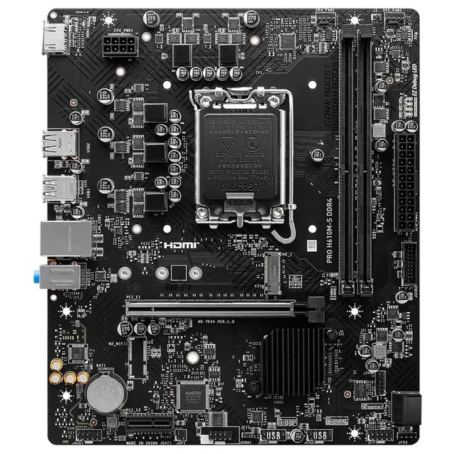 Placa-mãe MSI PRO H610M-S DDR4, vista frontal, sem perspectiva