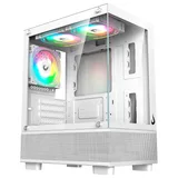 Gabinete Rise Mode Crystal Glass 02 White, vista frontal e lateral