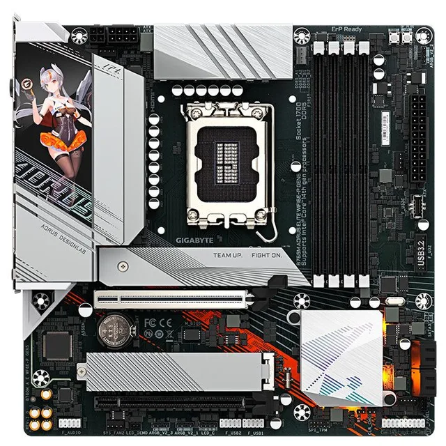 Placa-mãe Gigabyte B760M Aorus Elite WIFI6E P Gen5, vista frontal
