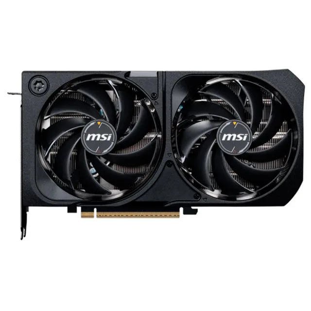 Placa de vídeo MSI GeForce RTX 5070 12G SHADOW 2X OC, 12 GB, vista frontal das ventoinhas