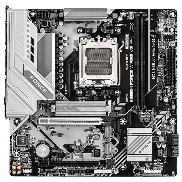 Placa-mãe Gigabyte B850M Force Wifi6E V2, vista frontal