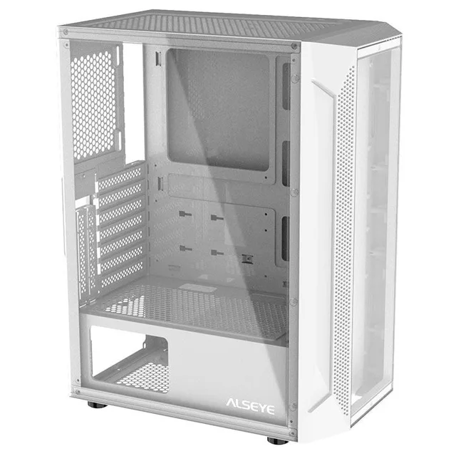 Gabinete Alseye Phantom 1.0, branco, vista frontal e lateral