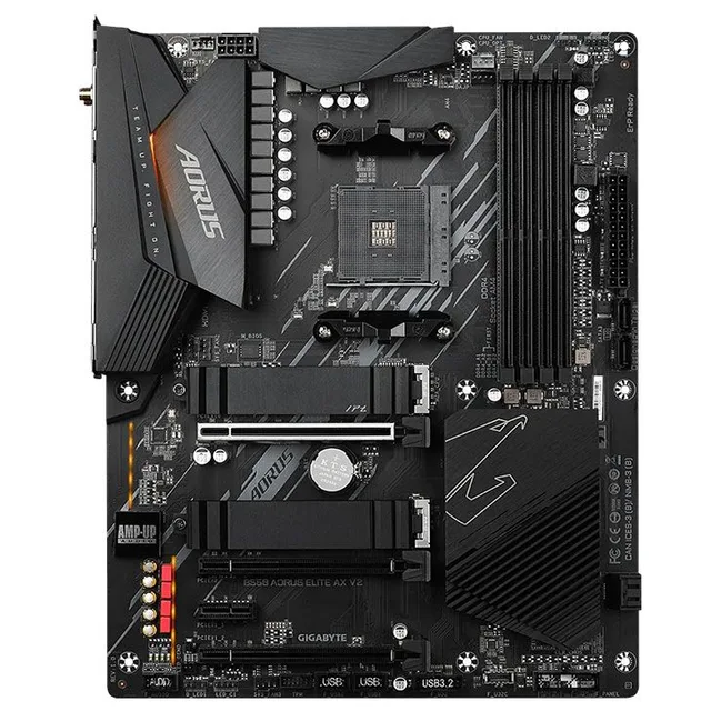Placa-mãe Gigabyte B550 Aorus Elite AX V2, vista frontal