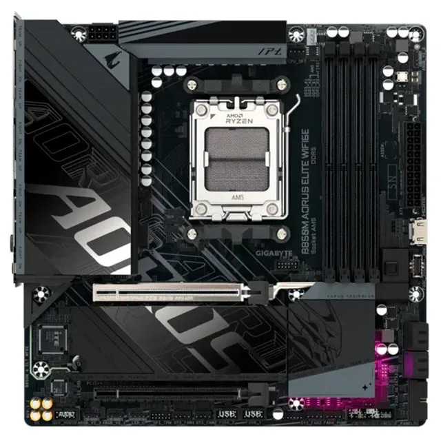 Placa-mãe Gigabyte B850M Aorus Elite Wifi6E, vista frontal