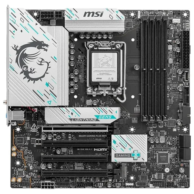 Placa-mãe MSI B860M GAMING PLUS WIFI, vista frontal, sem perspectiva