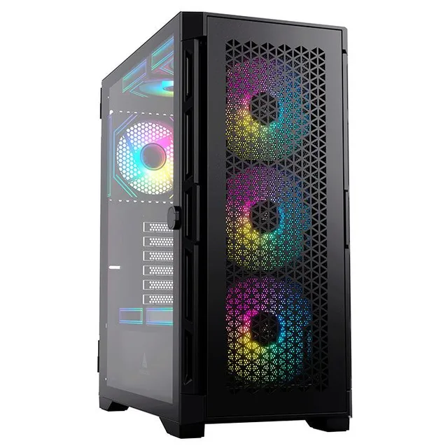 Gabinete Acegeek ERA E451, preto, vista frontal e lateral