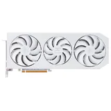 PowerColor RX 9070 XT Hellhound Spectral White, placa sem embalagem com o lado das ventoinhas visível