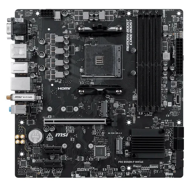 Placa-mãe MSI PRO B550M-P WIFI6E, vista frontal