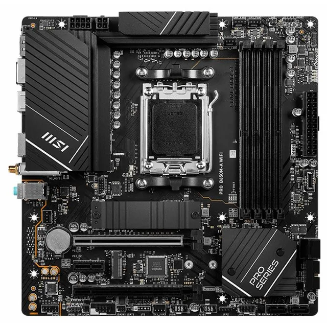 Placa-mãe MSI PRO B650M-A WIFI, vista frontal, sem perspectiva