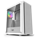 Gabinete Aigo Darkflash DK353 na cor branco, vista frontal e lateral