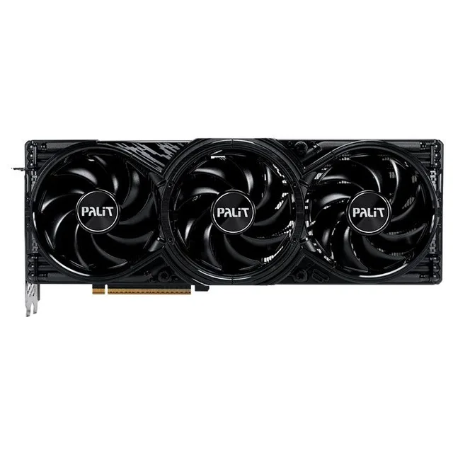 Placa de vídeo Palit GeForce RTX 5080 GamingPro OC V1 16GB, 16 GB, vista frontal das ventoinhas