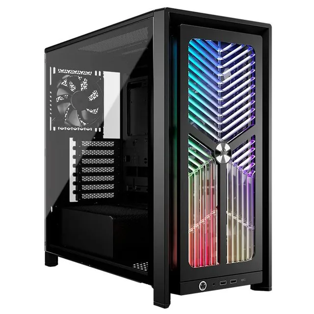 Gabinete Corsair Frame 4000X RS, preto, vista frontal e lateral