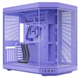 Gabinete HYTE Y70, roxo, vista frontal e lateral