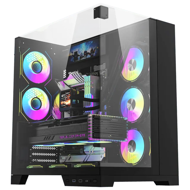 Gabinete Aigo Darkflash TH285 PLUS, variante preto, vista do produto