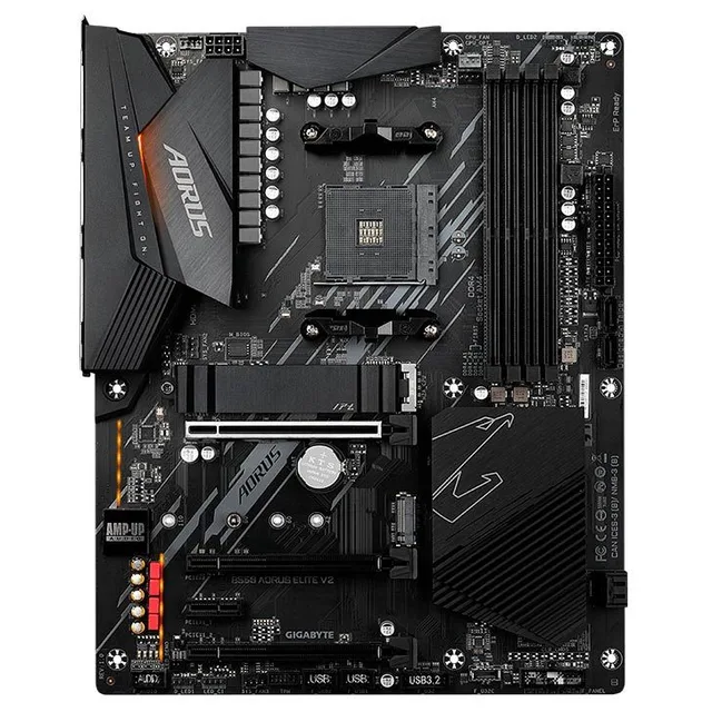 Placa-mãe Gigabyte B550 Aorus Elite V2, vista frontal