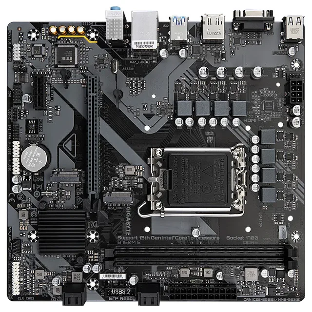 Placa-mãe Gigabyte B760M E, vista principal