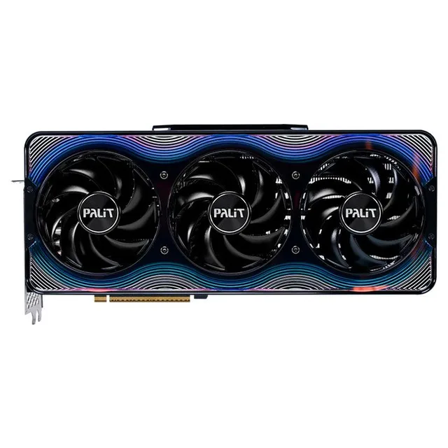 Placa de vídeo Palit GeForce RTX 5090 GameRock 32 GB, 32 GB, vista frontal das ventoinhas